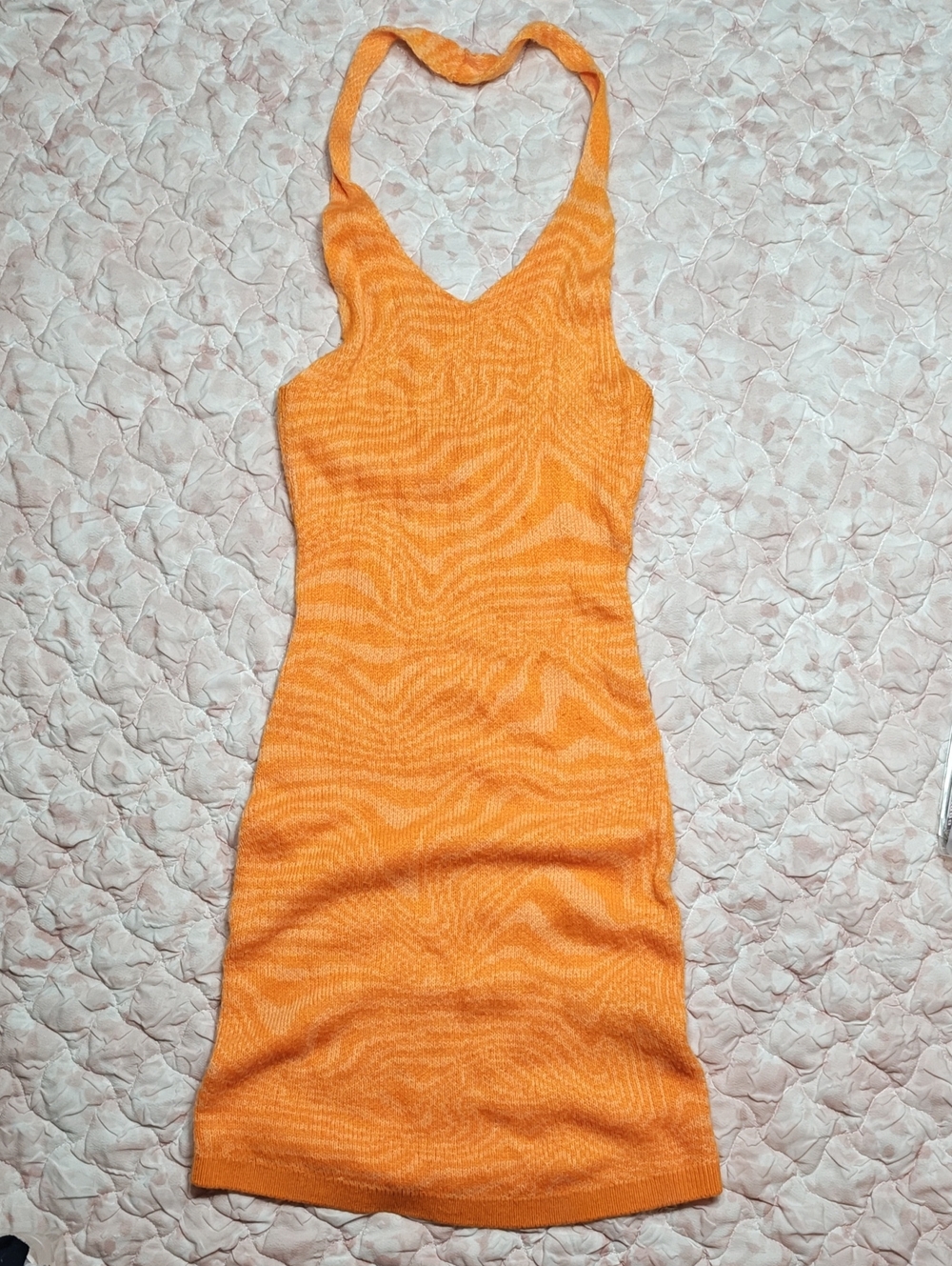 Orange Sleeveless Knit Dress